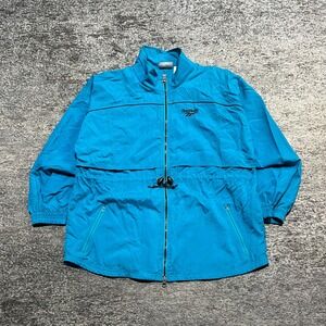 Vintage 90s Reebok Windbreaker Jacket Full Zip Mens Large Blue Athletic Sporty